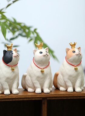 创意手作陶土可爱萌三花猫系日式桌面家居饰品摆件治愈女生小礼物