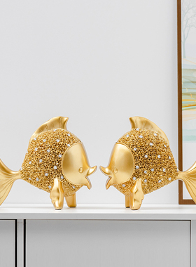 乔迁新居礼品摆件高档创意轻奢年年有余金鱼客厅电视柜装饰工艺品