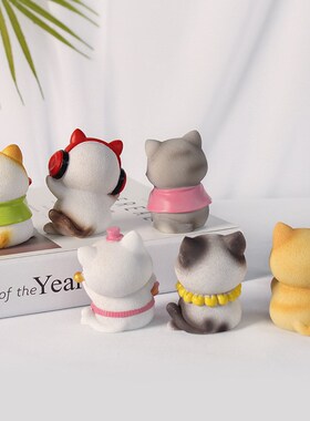可爱卡通猫咪乐队手办摆件蛋糕装饰品玩偶汽车桌面摆件创意礼物