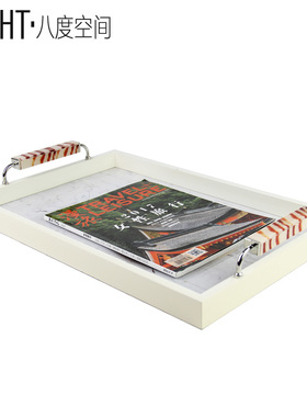 样板房衣帽间客厅卧室托盘组合摆件装饰花艺大理石金属轻奢摆设