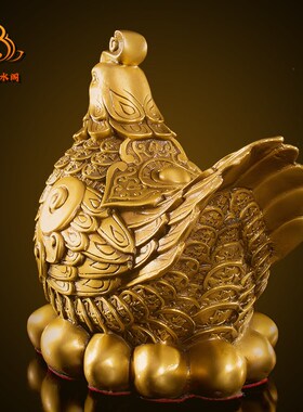 金钱母鸡摆件铜旺财金蛋鸡生肖鸡三合摆件去桃花客厅玄关装饰品