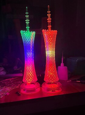 创意礼品盒大号广州塔七号电池款七彩灯光广州塔小蛮腰摆件纪念品