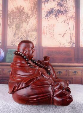 木雕弥勒佛装饰家居入口装饰客厅迁居新家大笑佛大肚佛开门红礼物