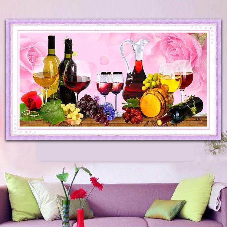 2023新款钻石画满钻餐厅贴钻十字绣客厅水果酒杯5D砖石秀小幅饭厅,淘宝优惠券,粉丝福利购,淘宝优惠卷