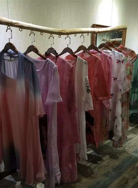服装店干b树枝吊架挂衣架展示架吊顶悬挂架晾衣杆原木简约橘子树