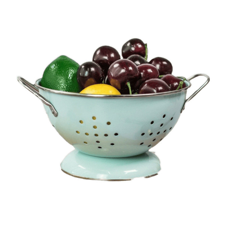 粉颜北欧风奶白色小号大号沥水双耳碗水果盆水果盘水果篮防锈包邮,淘宝优惠券,粉丝福利购,淘宝优惠卷