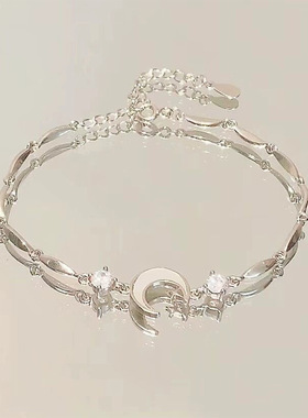 粉色锆石樱花蝴蝶结手链女ins小众轻奢气质高级清冷感闺蜜手饰女