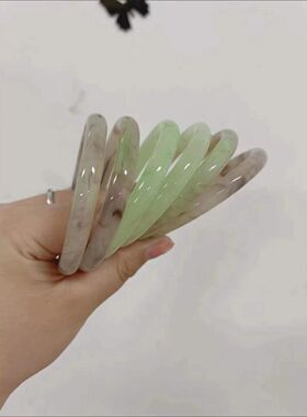 小红书同款玻璃仿玉中国风圆条粗款叮当镯冰透百搭汉服配一件代发
