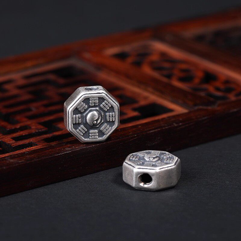 s925纯银太极八卦雨渐耳背云文玩配饰隔珠线束diy小金刚菩提串珠-图2