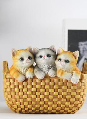 放钥匙收纳盒动物玄关创意客厅桌面摆件小猫摆件动物新中式装饰品