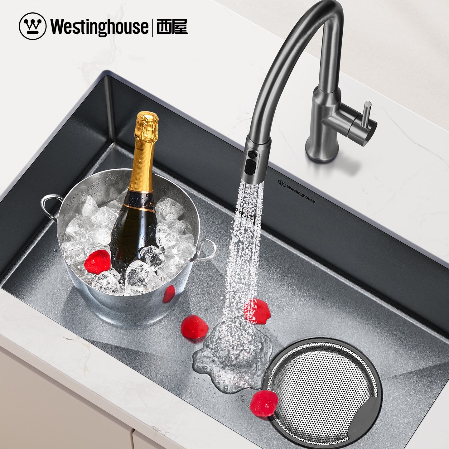 西屋5mm加厚厨房水槽大单槽洗菜盆304不锈钢洗碗池家用洗菜池台下 - 图0