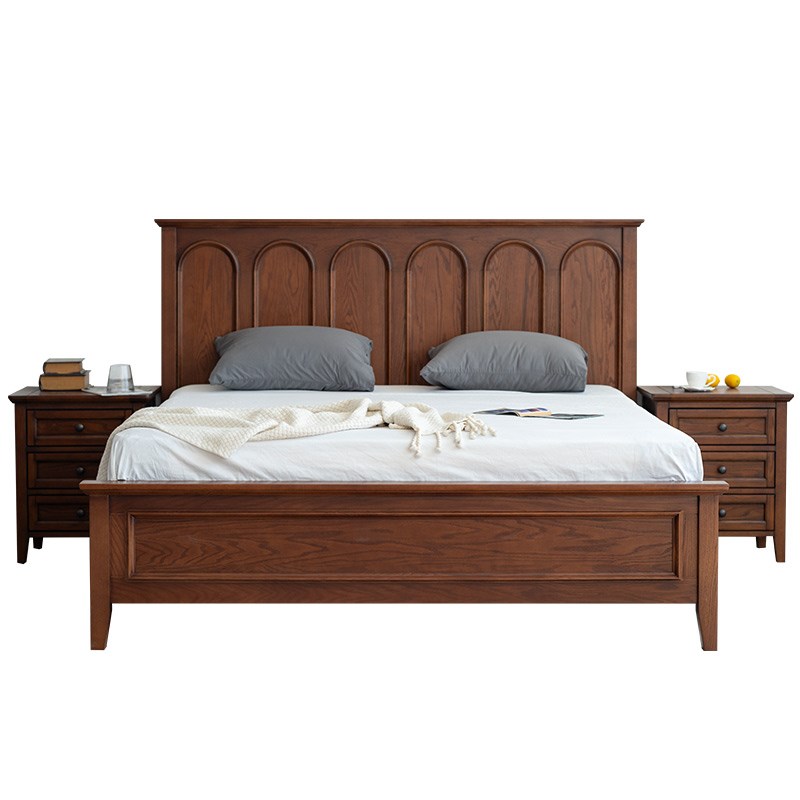 木朵朵家具法式复古全实木床柚木橡木樱桃木中古2米x2米2美式大床 - 图3