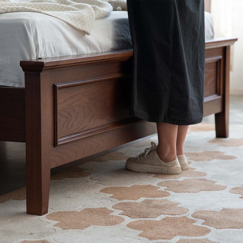 木朵朵家具法式复古全实木床柚木橡木樱桃木中古2米x2米2美式大床 - 图1