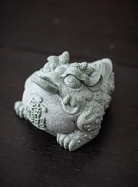 青砂石龙龟金蟾摆件招财家居客厅茶台桌面茶宠微景观鱼缸造景装饰