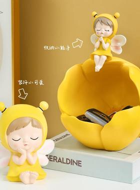 轻奢女孩收纳摆件玄关门口入户放钥匙客厅装饰品乔迁新居创意礼物