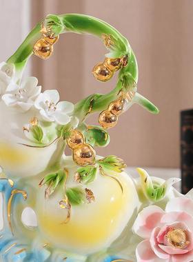 中式葫芦摆件白菜装饰品陶瓷客厅电视柜酒柜工艺品创意结婚礼物
