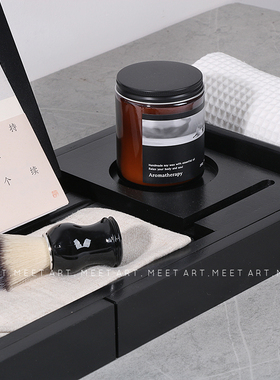 样板房间浴室洗手间化妆室浴缸架摆件洗漱套装托盘软装搭配组合