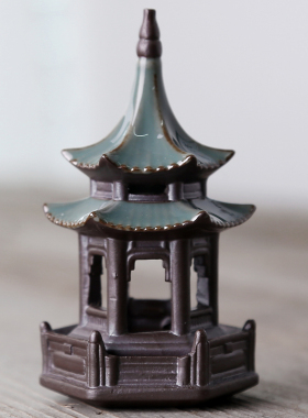 六角亭凉亭微f景观小宝塔摆件造景园艺花盆水族箱鱼缸茶宠假山配