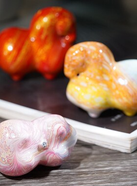 大漆漂漆唐马小摆件生肖马桌面摆饰手把件木P作工艺装饰文玩把玩