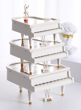 创意女孩儿钢琴音乐盒跳舞女孩旋转F八音盒儿童男女生日礼物摆件