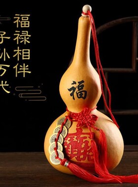 精选天然开口特大葫芦五帝钱挂件真胡芦门口卧室带盖八卦客厅葫芦