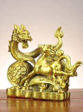 全黄铜龙马精神摆件客厅办公室桌面家居装饰摆件蒸蒸日上开业送礼