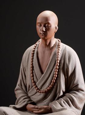中禅意YXY-6020式砂小和尚摆件家用室紫内佛系装饰工茶艺品室桌面
