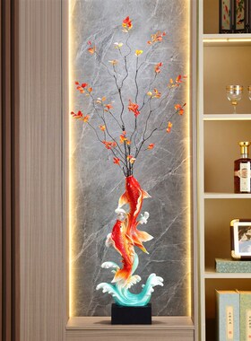 年年有余鱼摆件入户玄关客厅旺宅招财风水摆件大号竖高高档装饰品