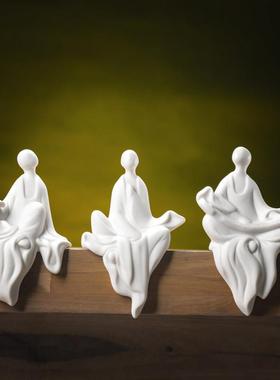 无相佛新中式禅意禅定人物摆件家饰坐姿陶瓷和尚客厅桌面创意工艺