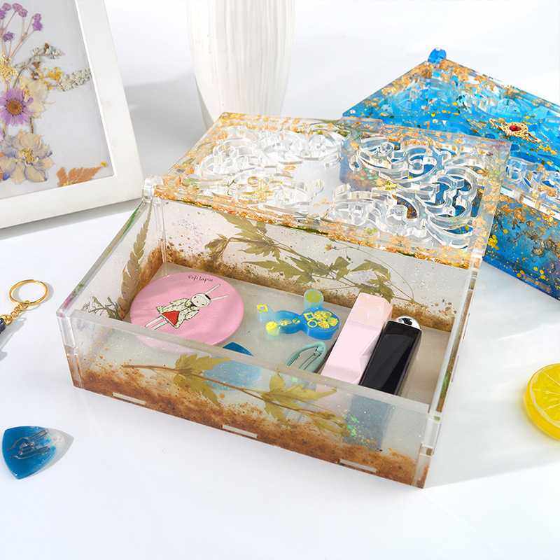 花柬diy滴胶模具翻盖收纳盒模具花纹镂空拼装盒子树脂硅胶模具,淘宝优惠券,粉丝福利购,淘宝优惠卷