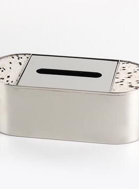 轻奢斑点皮毛金属纸巾盒摆件酒店餐厅厨房抽纸盒摆设样板房装饰品