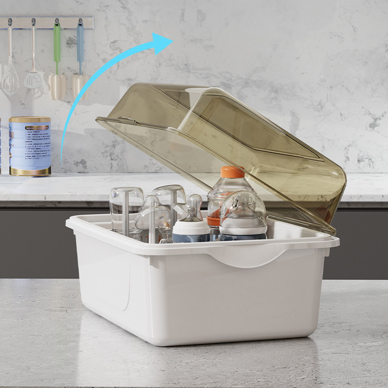 放宝宝奶瓶收纳i箱晾干沥水架子带盖防尘婴儿辅食餐具工具收纳盒,淘宝优惠券,粉丝福利购,淘宝优惠卷