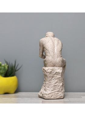 思想者雕像罗丹雕塑思考者砂岩沉思者摆件欧式艺术家居软装饰品