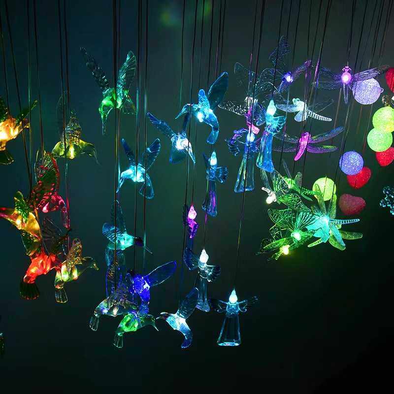 新款户外太阳能粒子球风铃灯 LED蜂鸟灯串 室内庭院景观灯庭院灯,淘宝优惠券,粉丝福利购,淘宝优惠卷