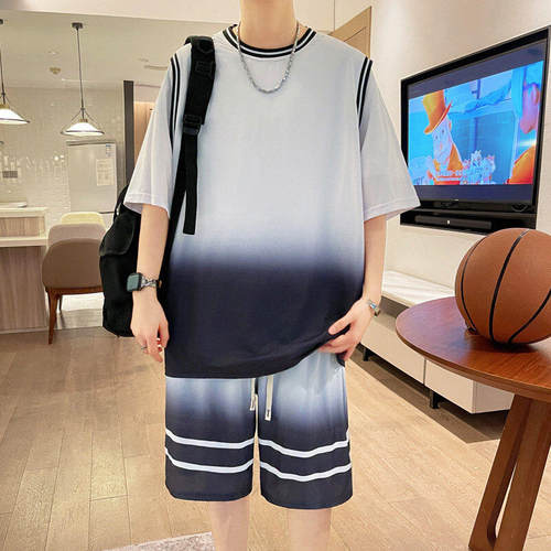 青少年冰丝球衣学生短袖t恤夏季篮球服训练服跑步男运动套装男夏 - 图3