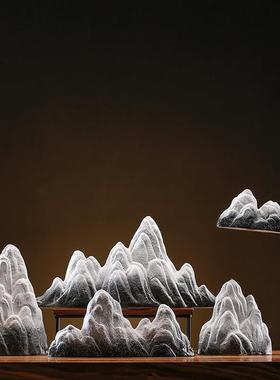 创意陶瓷假山小摆件 景观造景客厅玄关办公室酒柜博古架软装饰品