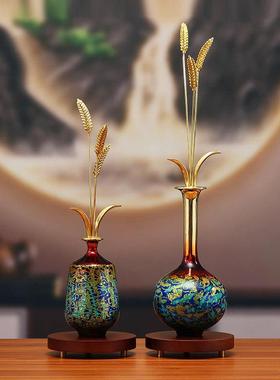 黄铜漆小麦耳花瓶装饰品可访问豪华办公室入口大厅客厅开幕乔迁礼