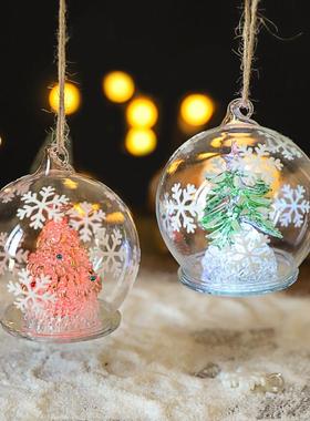 耶诞节玻璃摆件礼物耶诞老人场景布置迷你雪人桌面装饰车载小摆件