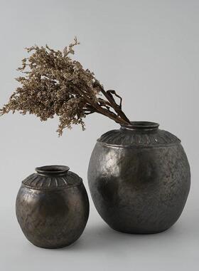 极简素雅风高温陶瓷花器摆件酒店民宿样板间置物架陶罐简约摆设