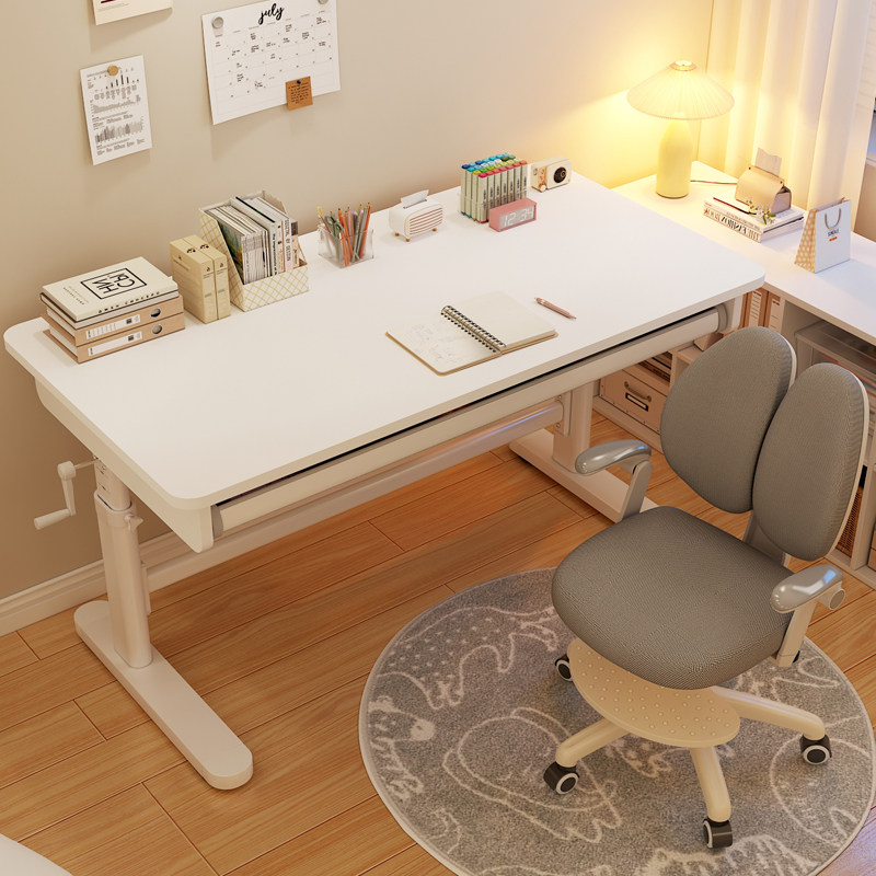 儿童学习桌小学生家用书桌升降写字桌课桌椅套装手动升降实木书桌,淘宝优惠券,粉丝福利购,淘宝优惠卷