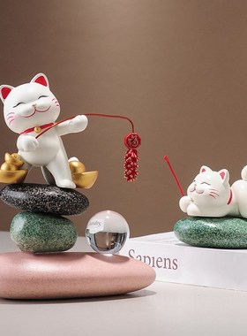 时来运转招财猫摆件玄关客厅办公室装饰品店铺前台收银台乔迁礼物