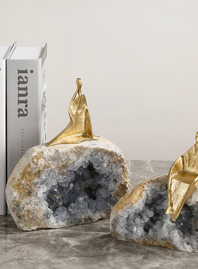 北欧轻奢天然水晶石摆件人物家居软装饰品客厅电视酒柜卧室摆设