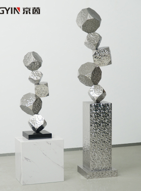 不锈钢金属装饰品售楼处装置艺术雕塑酒店走道大型落地抽象摆件