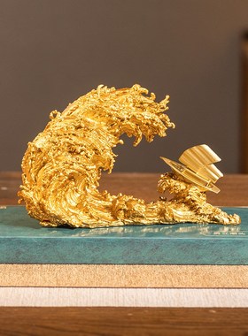 优选朱炳仁铜 勇立潮头海浪摆件客厅玄关书房桌面装饰开业乔迁礼