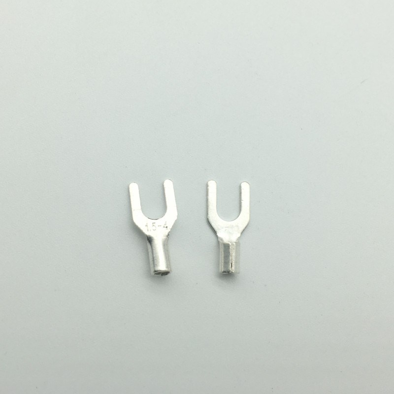 UT1.5-4冷压接线端子 接线鼻 铜线耳 叉形裸端头铜鼻子接头 镀银 - 图1