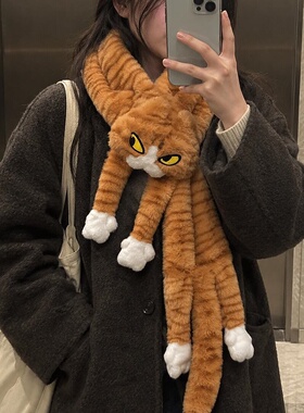 秋冬加厚保暖可爱猫咪围巾