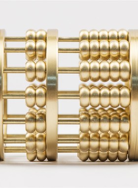 精选黄铜算盘笔筒纯铜中式摆件桌面创意礼物铜艺术品家居装饰品铜