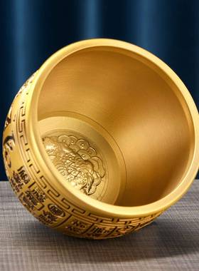 黄铜米缸百福聚财纯全铜碗聚宝盆客厅招财进宝家用店铺工艺品摆饰