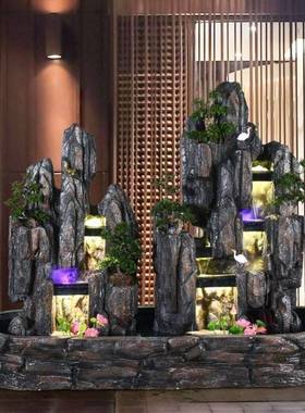 大型假山流水喷泉瀑布景观室外别墅庭院花园室内大厅落地式景观摆