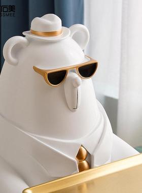 北极暴力熊托盘摆件客厅大型号落地公仔乔迁礼物艺术家居软装饰品